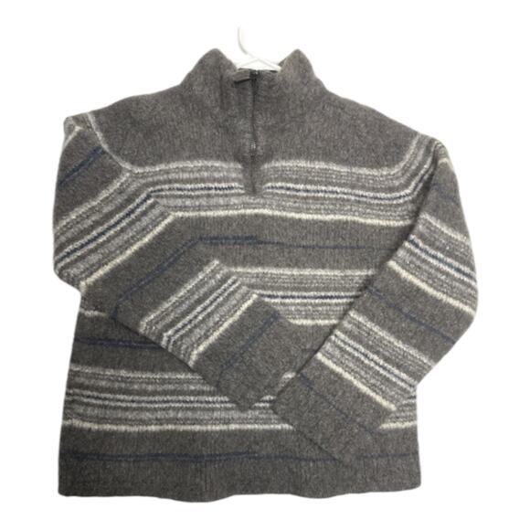 Zegna Sport wool sweater high neck & 1/4 zip gray & cream size small - Picture 9 of 12